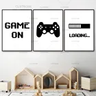 Настенный плакат в стиле игры, минималистский принт, картина черно-белого цвета, декоративная картина для комнаты мальчиков, игровая комната