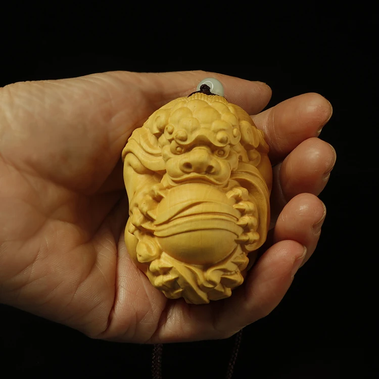 4 7 см Статуя Льва Pixiu деревянная статуя настоящая резьба по дереву китайская