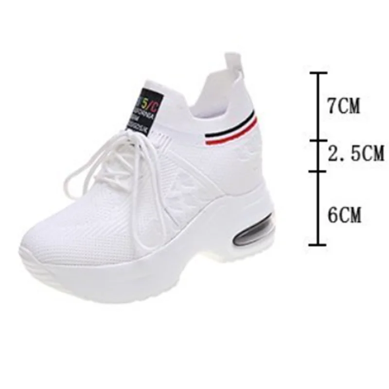 Кроссовки-носки женские на платформе сетчатые дышащие сникерсы танкетке без
