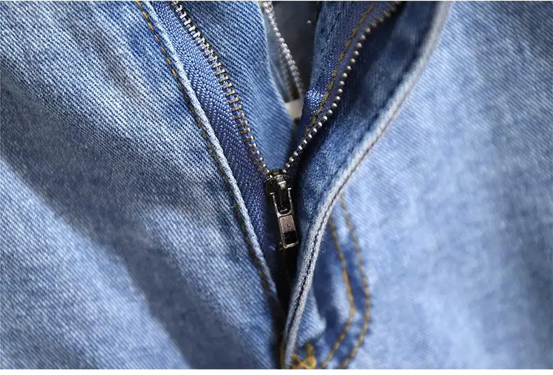 Джинсы женские с эластичным поясом повседневные брюки из денима широкими