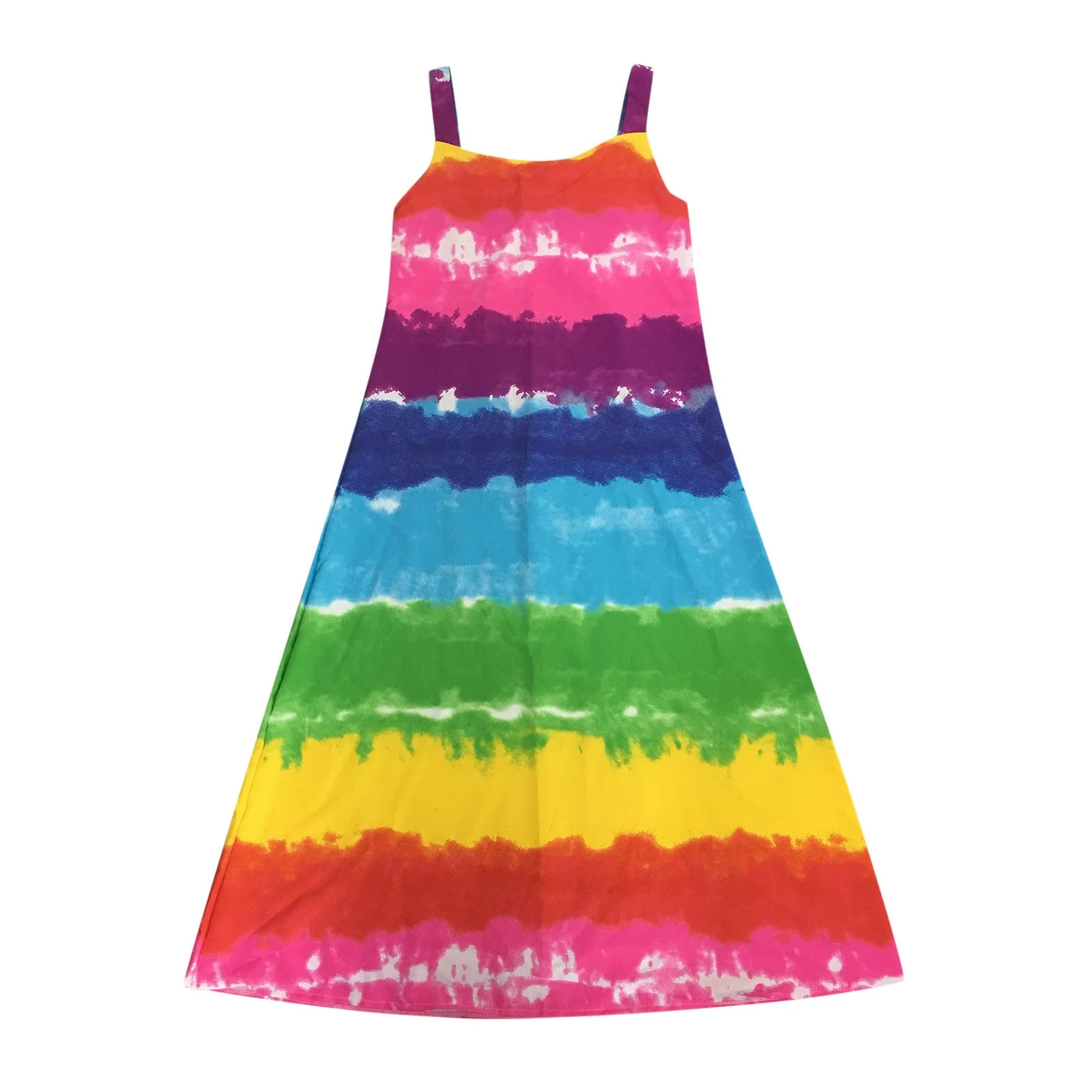 

dresses for women 2021 Casual Round Neck Tie-dye Print Summer Backless Sleeveless Dress vestido de mujer