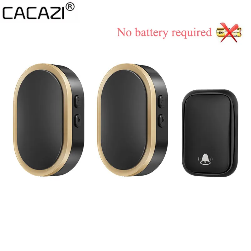 

CACAZI Self powered Wireless Doorbell Waterproof No Battery Required 150M Range Cordless Home Door Ring Bell Chime US EU UK Plug