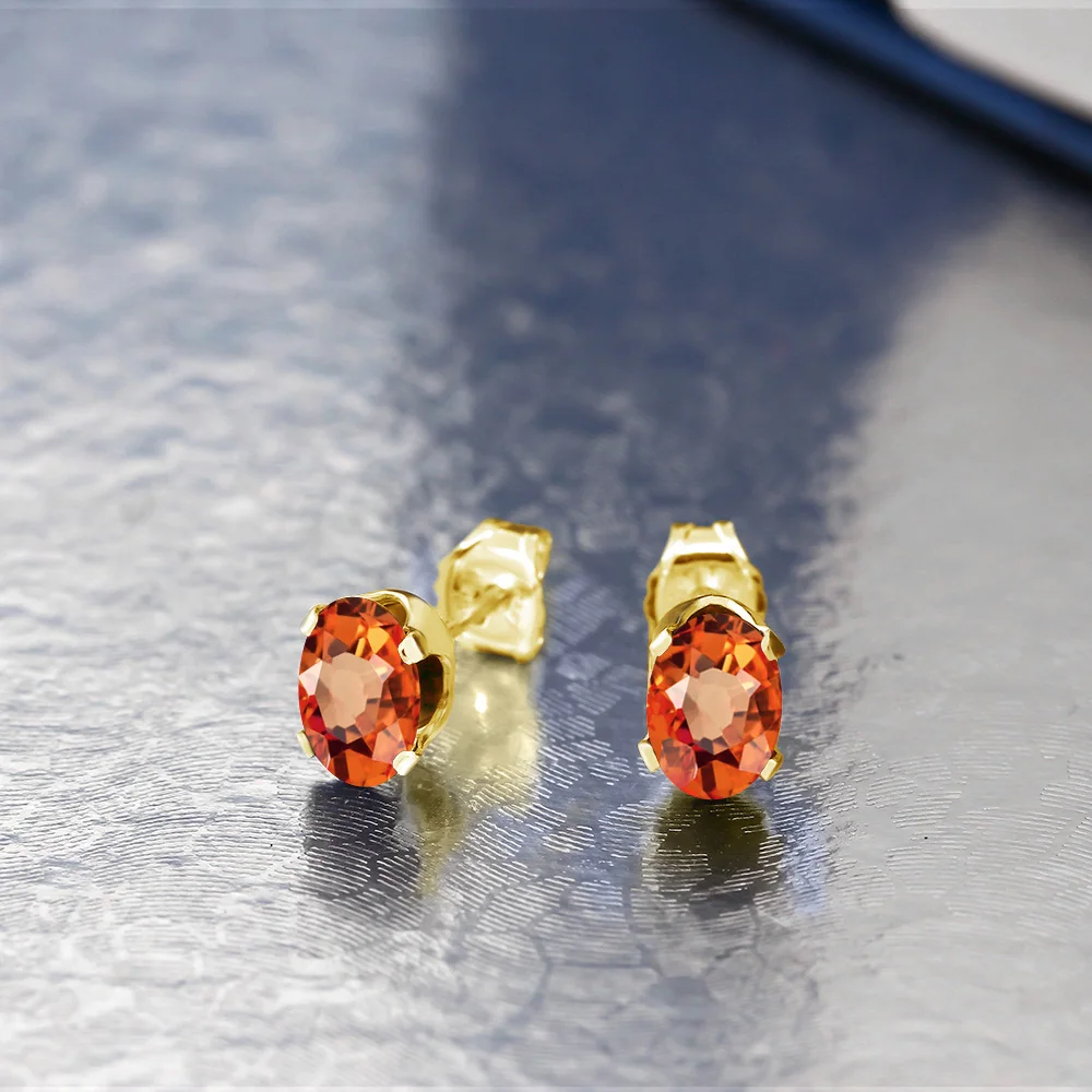 GemStoneKing 1 10 Ct овальные 6x4mm натуральный оранжевый сапфир 18K желтое золото покрытые