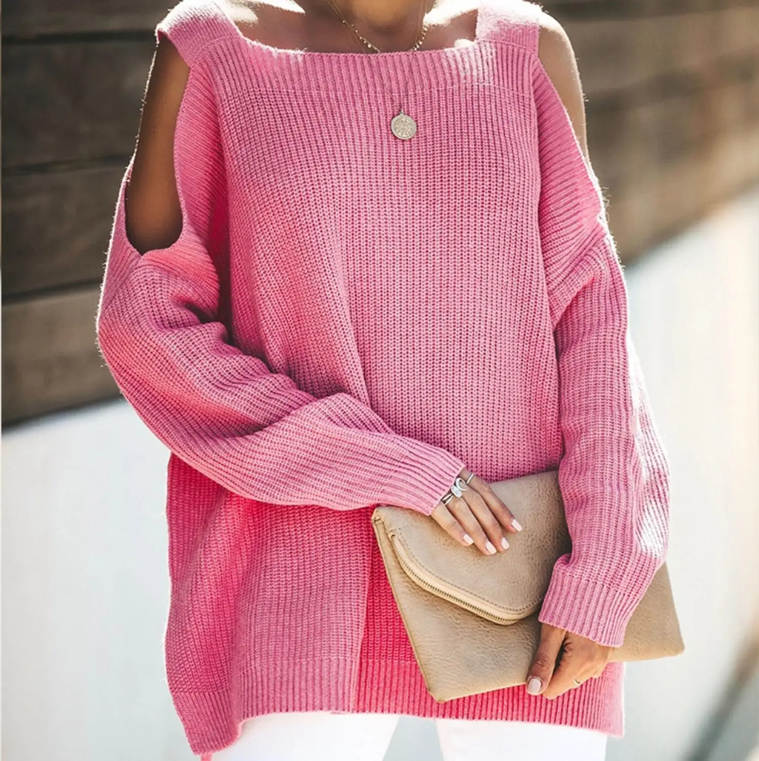 Новинка 2020 модный свитер в европейском и американском стиле Свободный розовый с