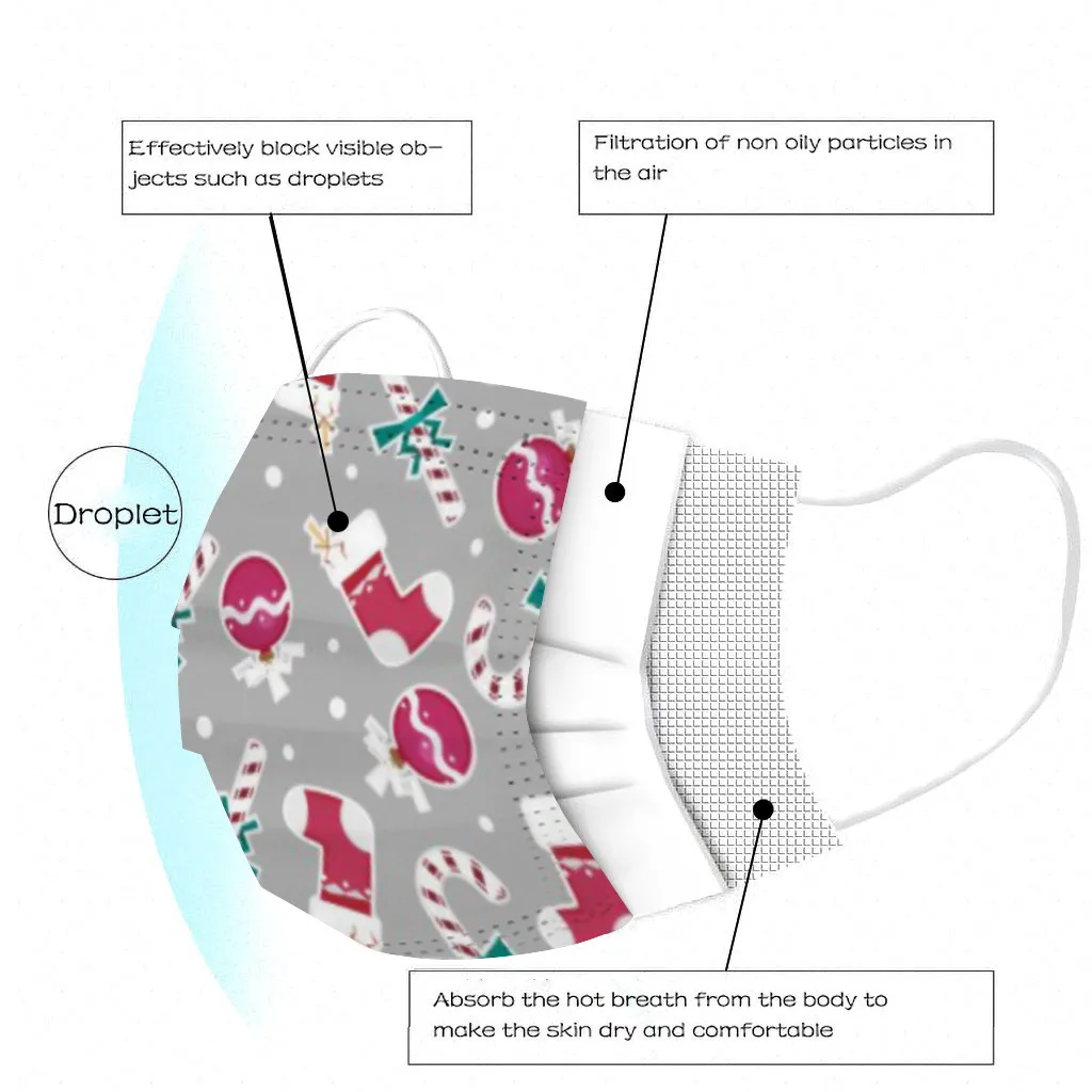 10/50/100 шт Дети Маски Рождественская маска на лицо мультфильм печатных дышащая
