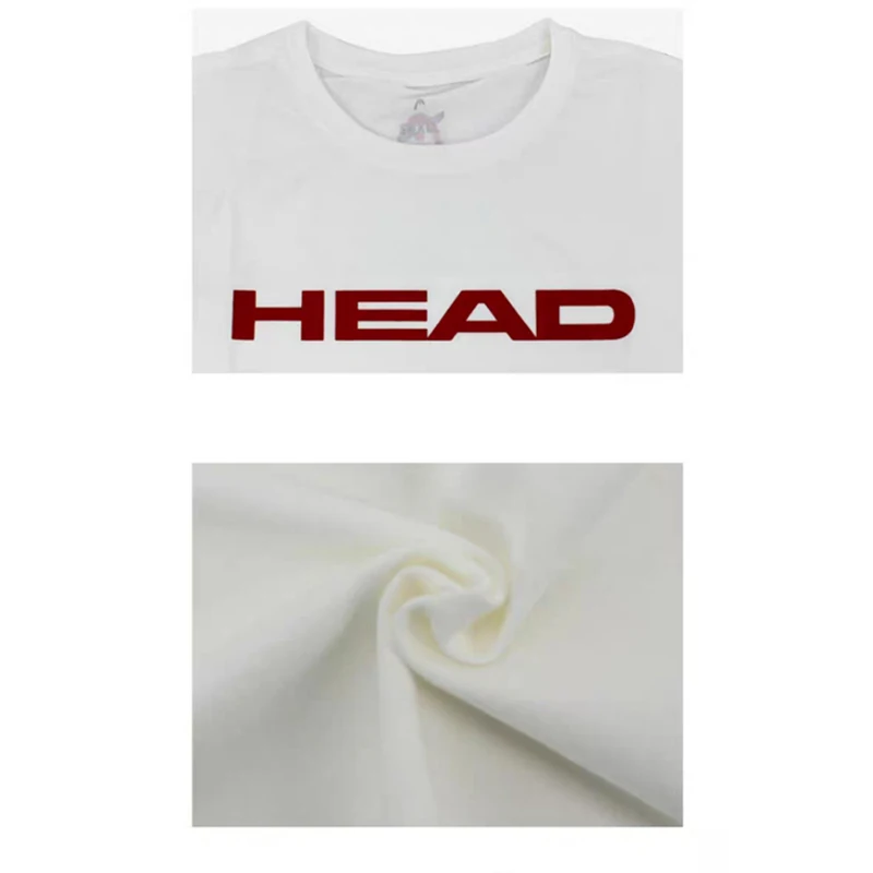 Men Women Unisex HEAD Cotton Spandax Tennis T-Shirt Short-sleeved O-Neck Sport T-Shirt Breathable Sweat-absorbent Tenis Gym Coat