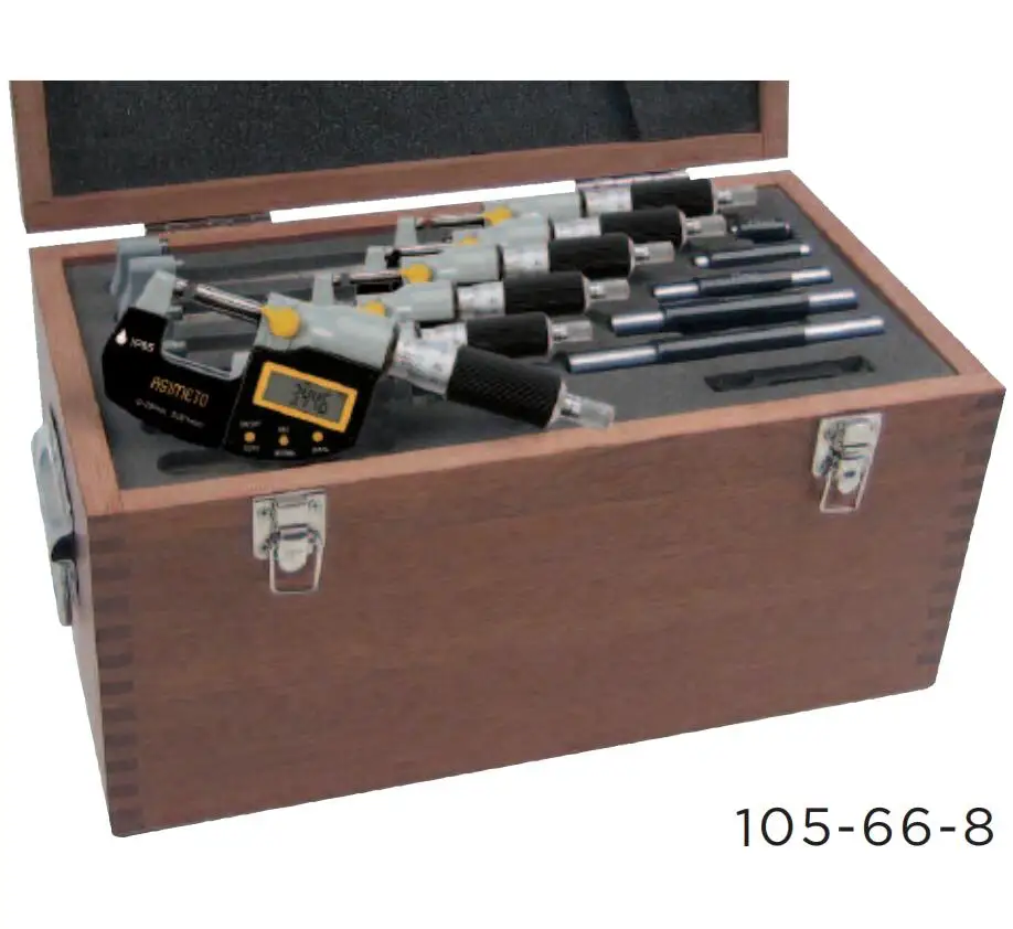 

ASIMETO Measuring Range 0-100mm/0-4inch Resolution 0.001mm/.00005inch IP65 Digital Outside Micrometer SET