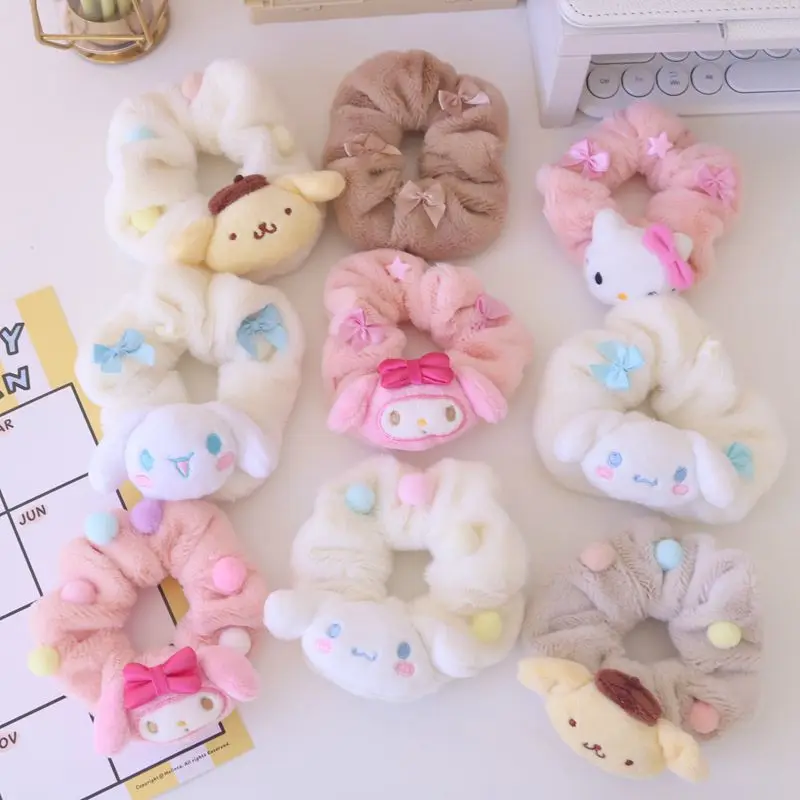

My Melody Cinnamoroll Plush Hair Tie Kawaii Anime Hair Tie Plush Hair Accessories Bow Cinnamoroll Hair Accessories
