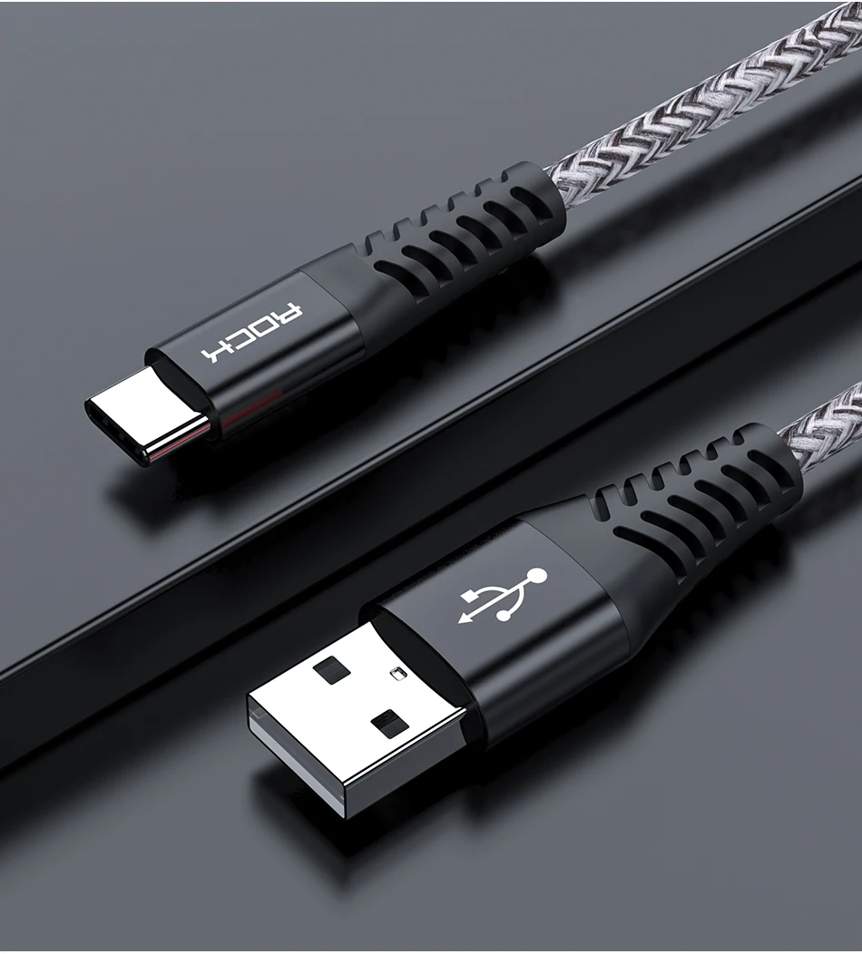 ROCK QC3.0 usb type-C кабель для Xiaomi Redmi K20 Pro 3A Быстрая зарядка usb type-C дата-Устройства Мобильный телефон быстрое зарядное устройство кабель