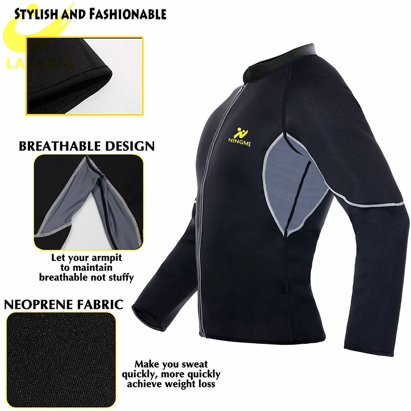 LAZAWG Men Sauna Sweat Suits  Shirt Gym Waist Trainer  Tank Top Slimming Body Suits Shaper Loss Fat Burner Compression Shirt