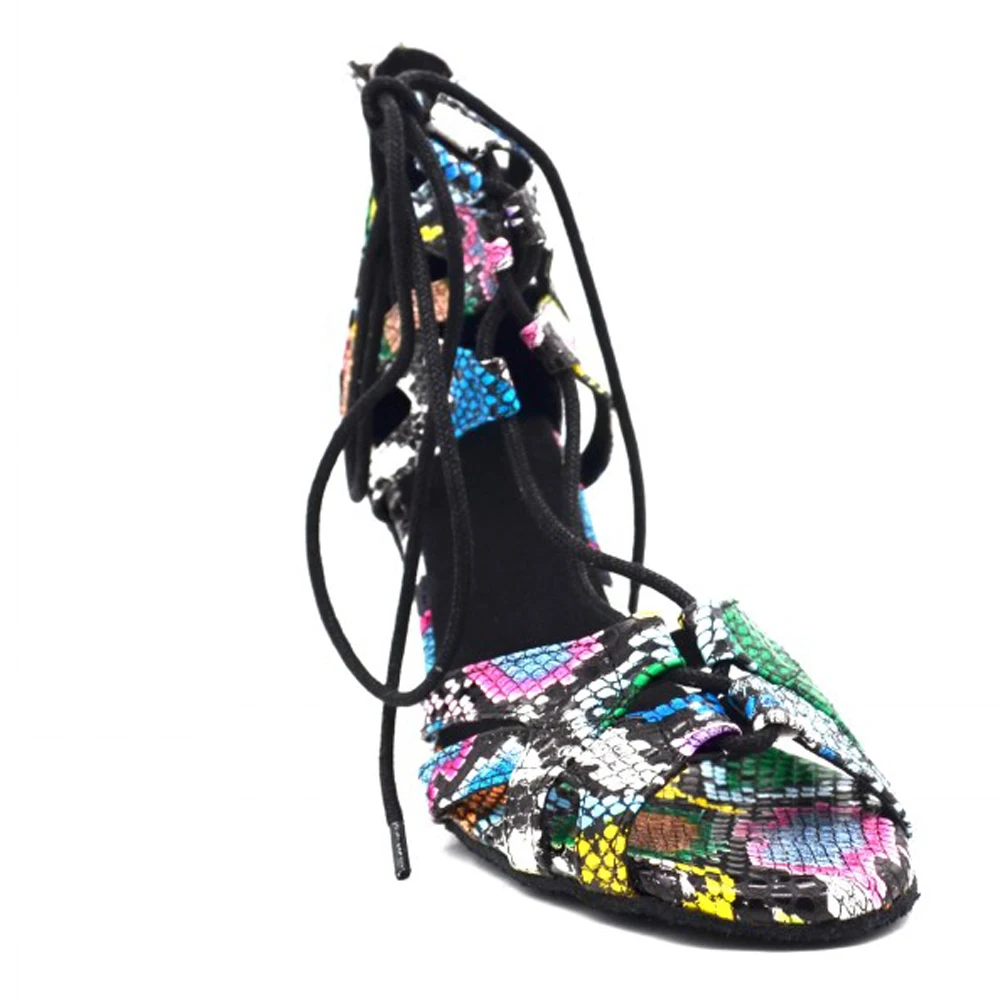 New Styles 2020 Evkoodance Women Shoes satin latin dance shoes 7cm flower pu Professional Latin Ballroom Dance Shoes