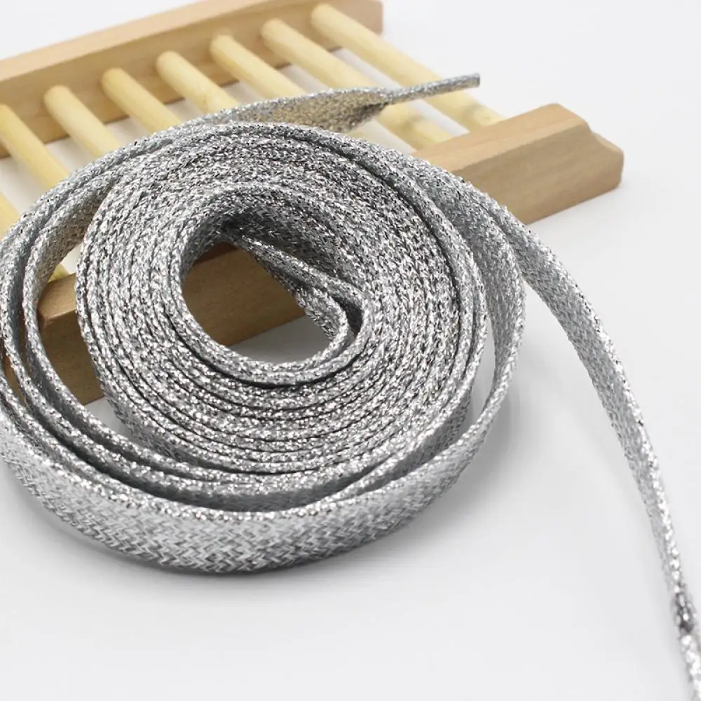 

1 Pair Shiny Flat Shoelaces Gold Silver Black Thread Sport Bootlaces Sneakers Athletic Shoe Strings Lazy Laces 115cm