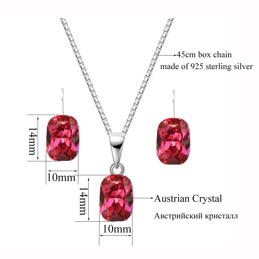 

New rectangle design pendant and earrings wedding set jewellery made with Austrian crystal for women wedding jewelry gift