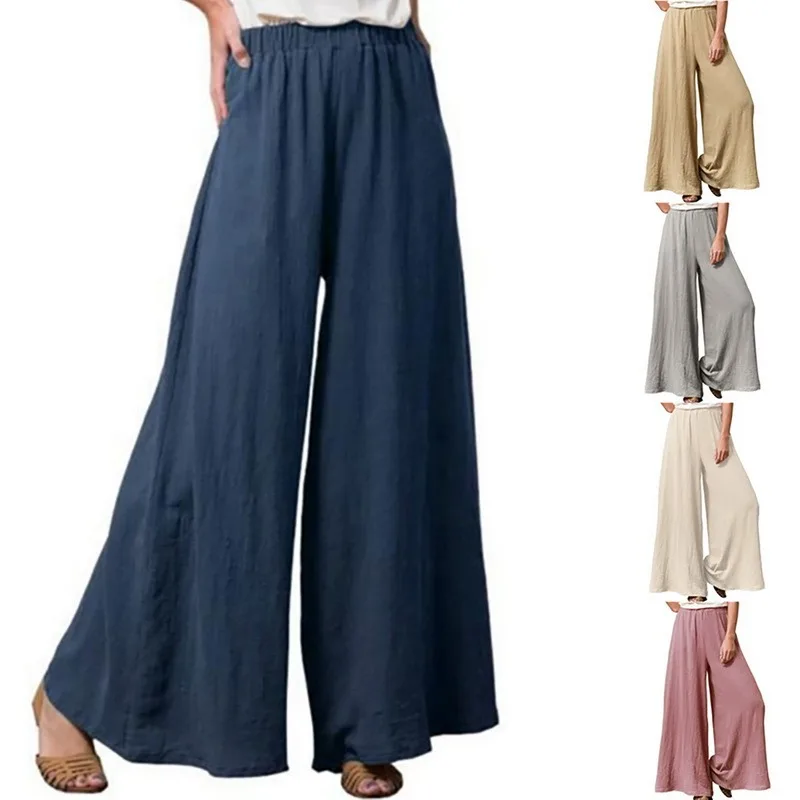 

NIBESSER Women Pants 2021 Spring Summer Fashion Cotton Linen Wide Leg Pants Female Plus Size Loose Casual Fashion Pants Trouser
