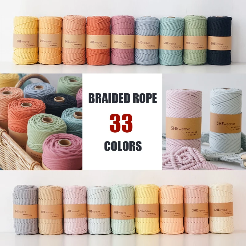 

100M Colorful Thread Cord Handmade Crafts DIY 3mm Twisted Cotton Macrame Cord Twine Rope String Home Textile Wedding Decoration