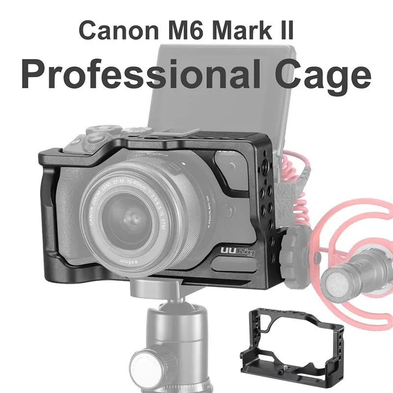 UURig алюминиевая камера Canon M6 Mark II Vlog клетка для микрофона светодиодный светильник