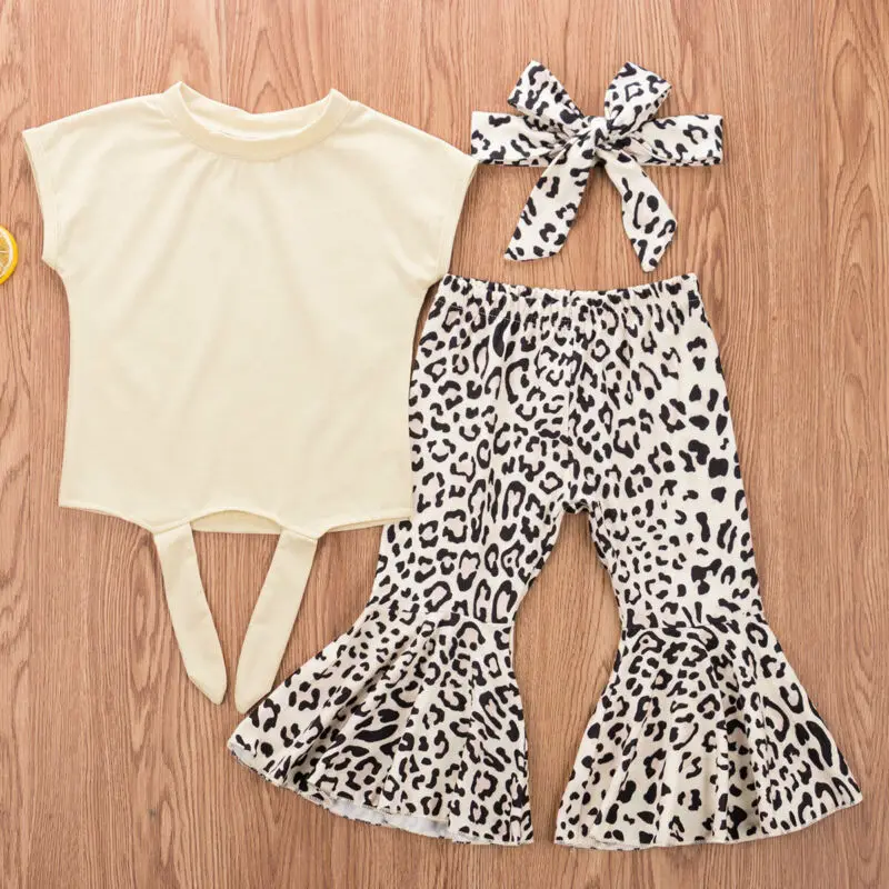 

AU Autumn Clothes Toddler Baby Girl Clothes Tops+Leopard Long Pants+Headband Outfits Set 0-5T 2PCS