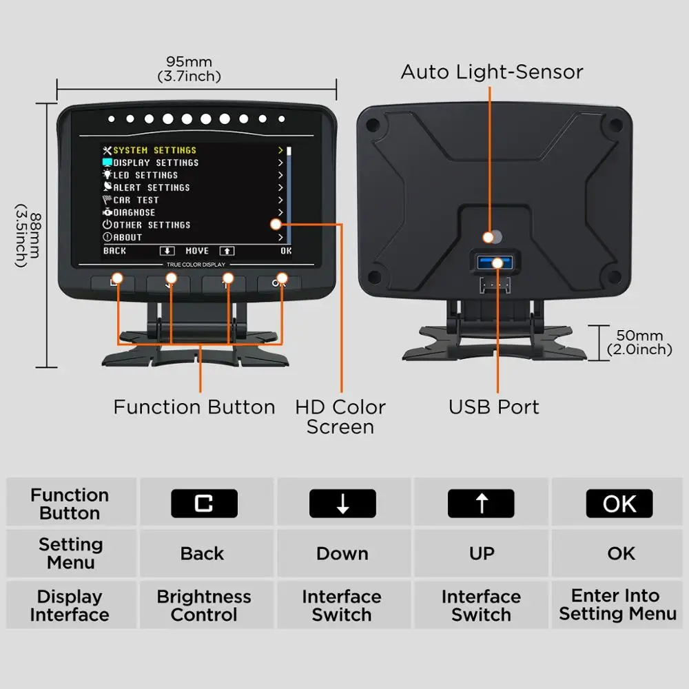 $54.46 ATOOL X50 PRO OBD2 Display Speedmeter Auto Scanner Speed Warning Fuel Consumption Data Water Temperature Gauge On-board Computer