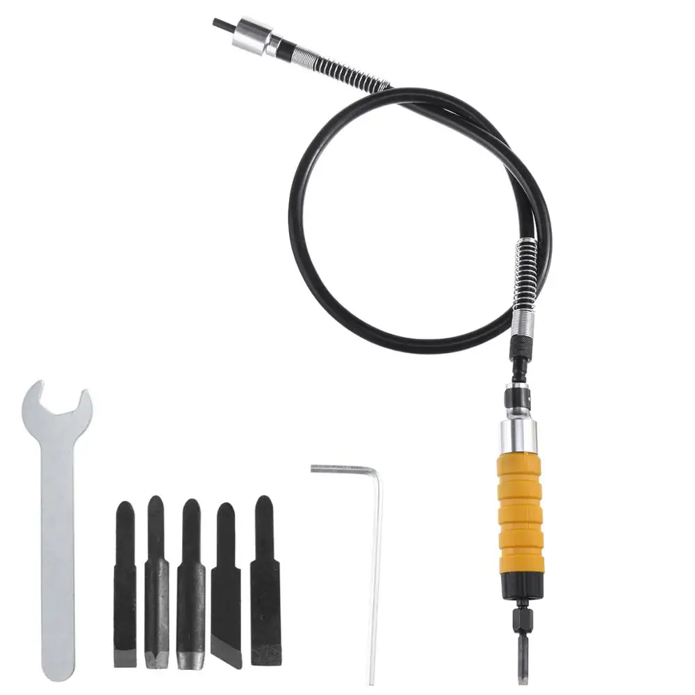 

Electric Woodworking Carving Chisel Wood Carving Tool Set with 5 Cutter Head with Flexible Shaft