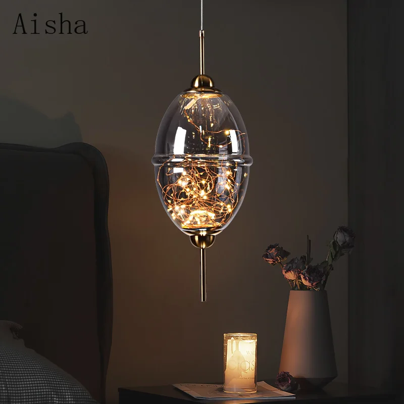 Современная Подвесная лампа из серого/янтарного стекла красная звезда люстра