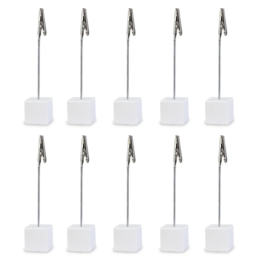 

10pcs Cube Base Memo Photo Holder Paper Note Clip (White)