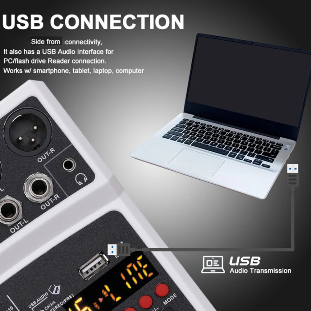 Беспроводной 4-канальный звуковой микшер DJ-консоль с USB-интерфейсом звуковая