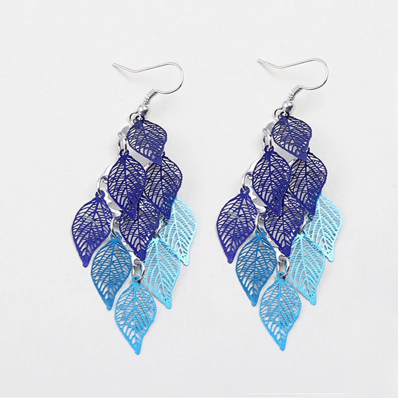

Women's Earrings Fashion Bohemian Hollow Leaves Tassel Dorp Earrings Long Dangle Earring Ladies Charm Jewelry Gifts