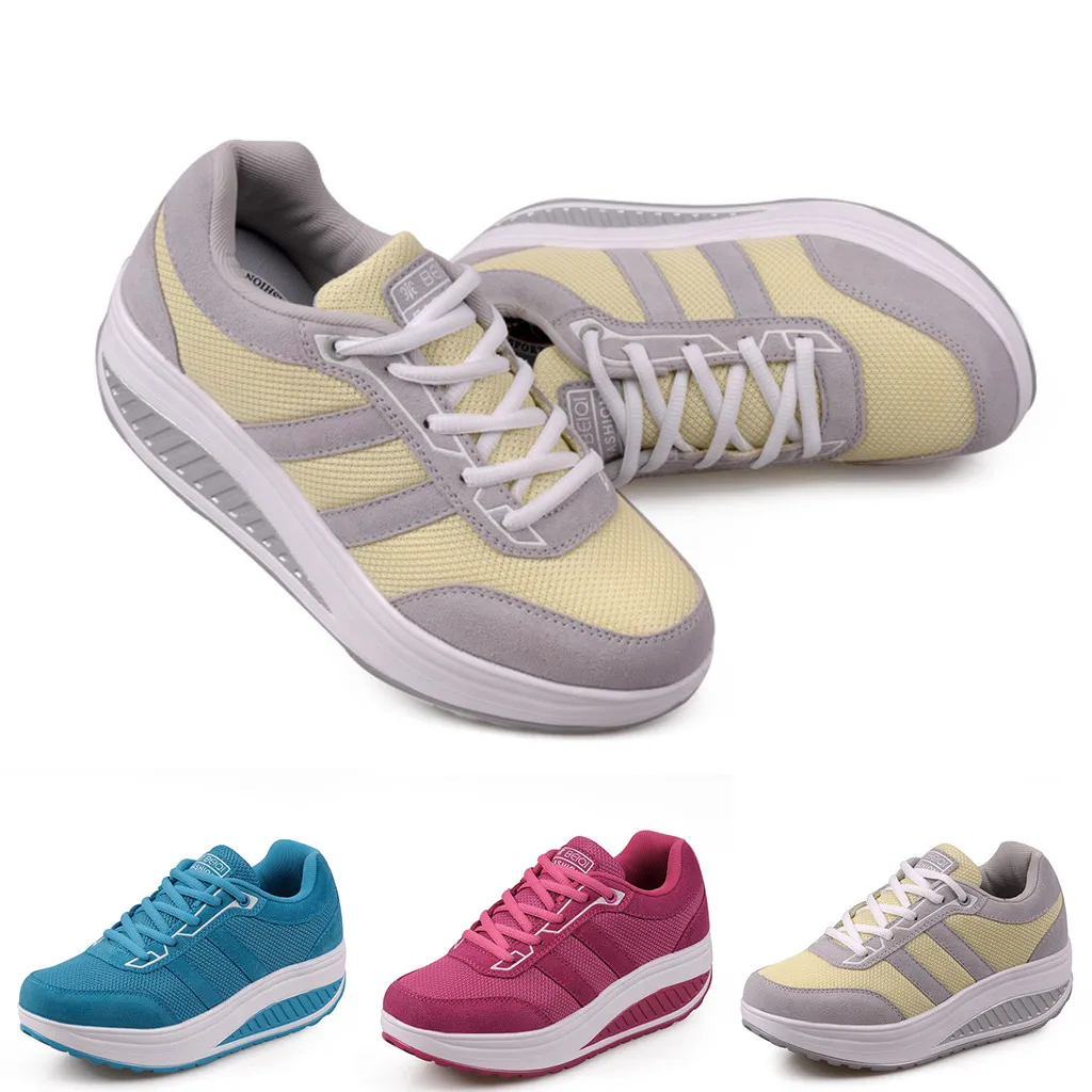 

SAGACE Fashion Casual Shoes Women Lace Up Thick Bottom Sport Breathable Mesh Shoes female Shake Shoes Sneakers Women Outdoor new