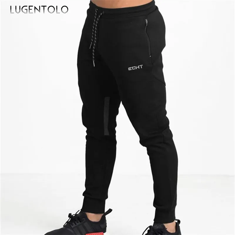 

Брюки-Карандаш Lugentolo мужские спортивные, повседневные однотонные облегающие простые брюки на молнии, с эластичным средним поясом, на весну