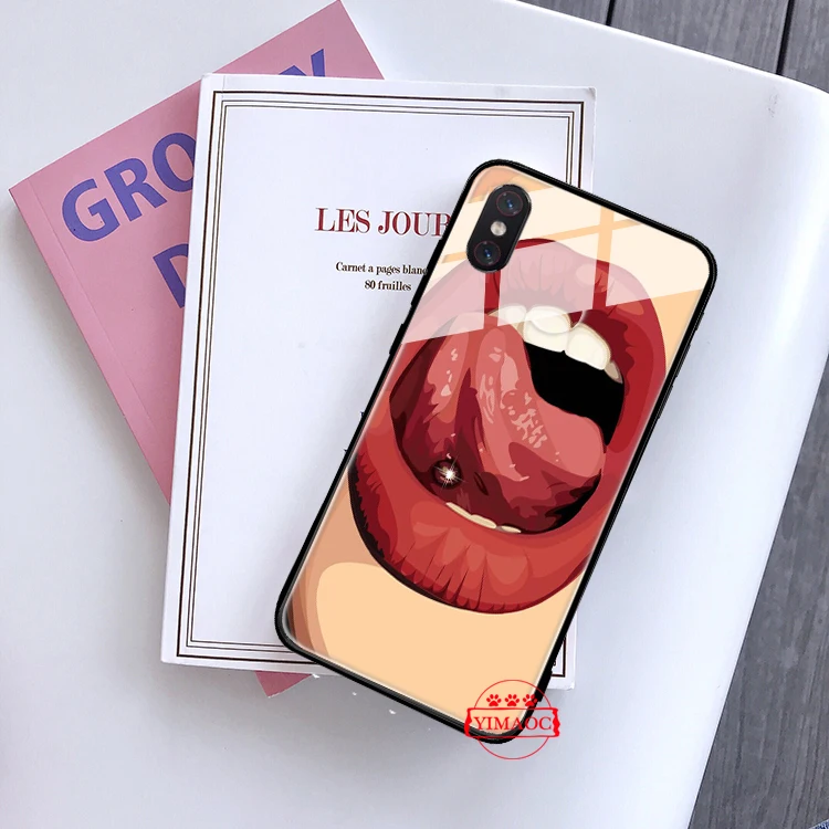 Платье для девочек с принтом Красной чехол поцелуем губ Стекло Xiaomi 8 Lite 9 A1 A2 5X 6X F1