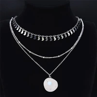 3pcs boho moon star astrology moonstone stainless%c2%a0steel%c2%a0necklaces layered necklace jewelry collar piedras naturales%c2%a0nxs04