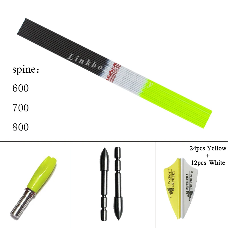 12 шт. Linkboy стрельба из лука карбоновая стрела стержень позвоночника 600 700 800 30