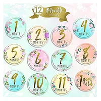baby monthly stickers 24 floral milestone stickers with shiny metallic gold letters for newborns celebrate 0 12 months holidays