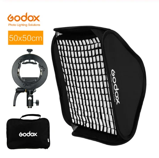 50x50cm kit Godox S2 Speedlite вспышки Держатель Кронштейн+ соты Softbox сетка с креплением Bowens для уличной вспышки Godox V1 TT685 V860II TT350 AD200 флэш-памяти - Цвет: 50x50cm kit