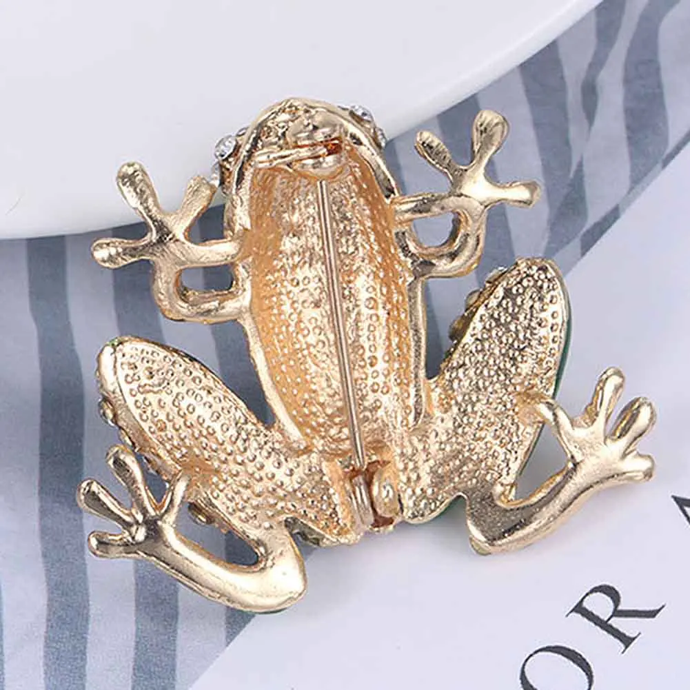 Лидер продаж! Золотистая/зеленая модная Милая женская брошь в виде лягушки