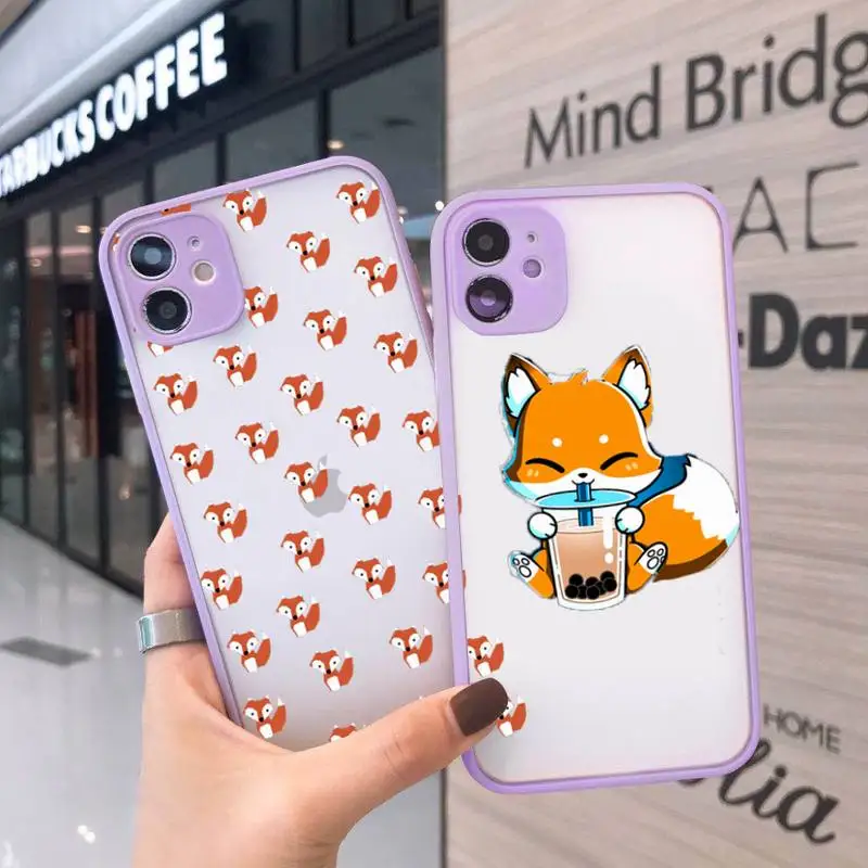 

Anime funny foxs lovely cute Phone Case Matte Transparent for iPhone 7 8 11 12 s mini pro X XS XR MAX Plus cover funda