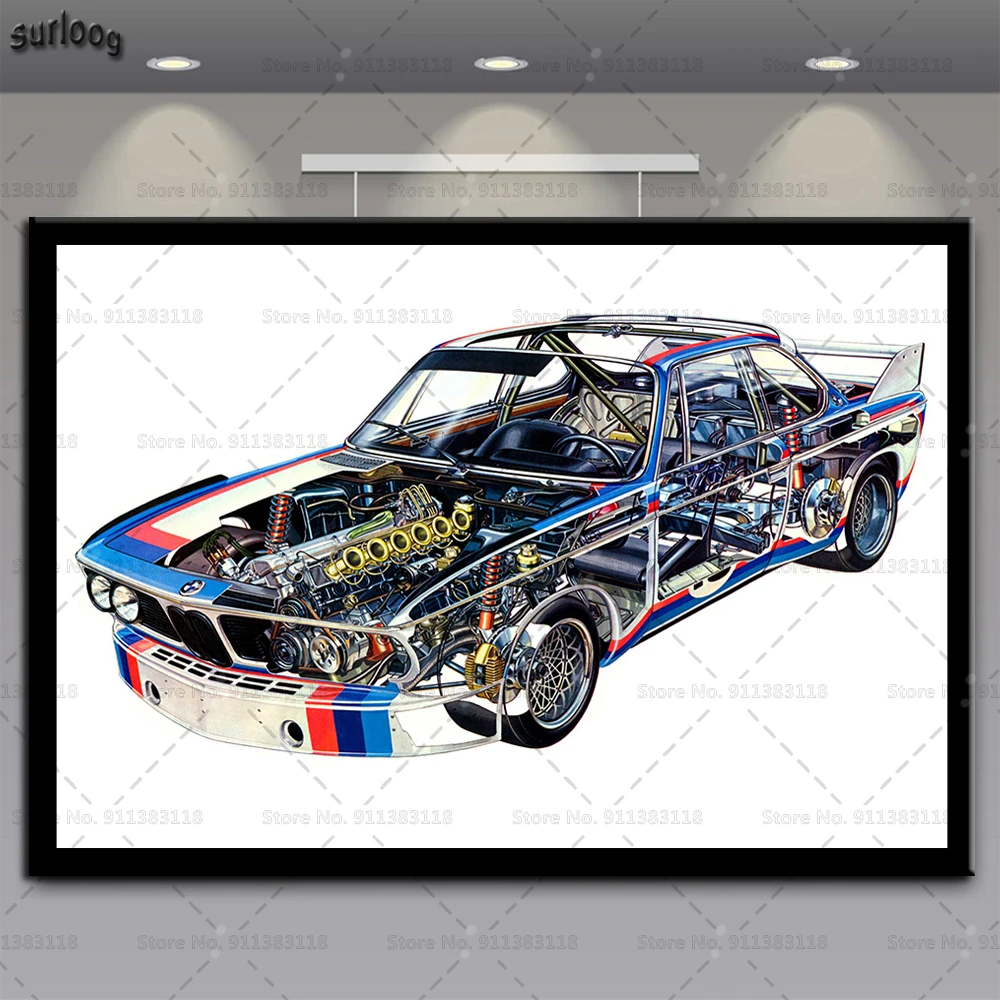 Настенный художественный плакат схема компонентов автомобиля изображения