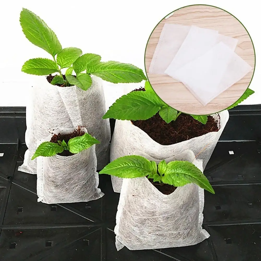 

100Pcs Non-woven Fabric Seedings Bags Biodegradable Cultivation Growing Bag Nursery Pots Raising Bags Garden Plant Supplies
