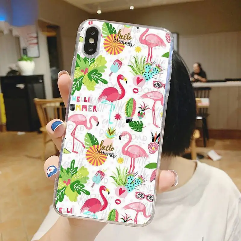 

Flamingo vintage leaves Phone Case Transparent soft For iphone 5 5s 5c se 6 6s 7 8 11 12 plus mini x xs xr pro max