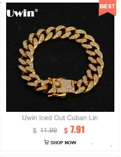 UWIN розовое золото цвет кубинская ссылка браслет 9 мм Iced Out розовый кубический цирконий для мужчин женщин браслеты Мода хип хоп ювелирные изделия