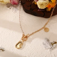 retro exquisite golden alloy pearl irregular metal piece neckalce for women party jewelry accessories
