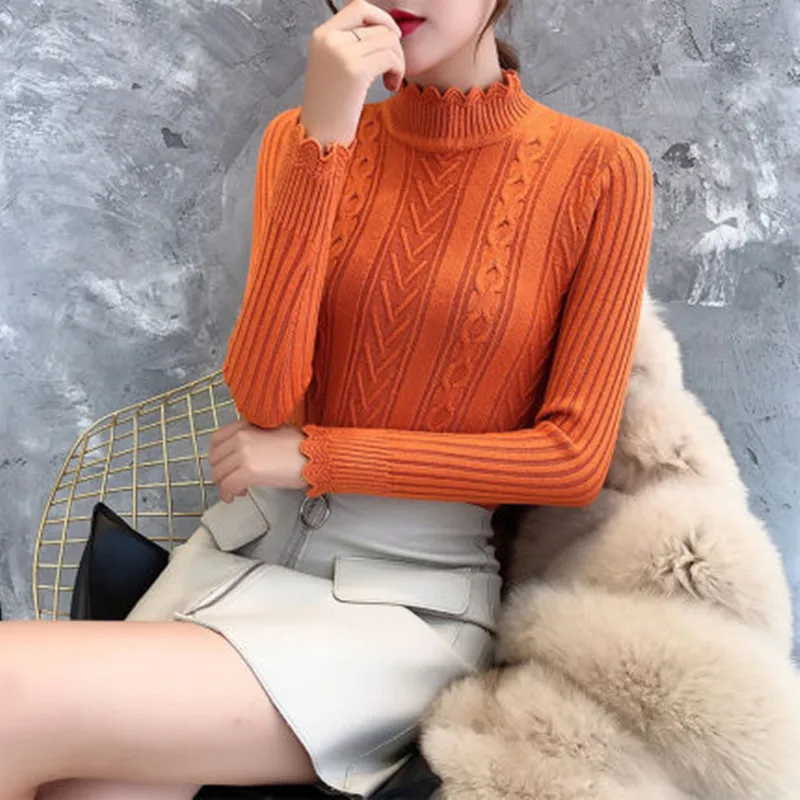 33 qiu dong Cultivate morality F1862 lace half a turtle neck sweater elastic twist render unlined upper garment | Женская одежда