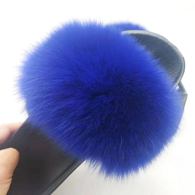 Сланцы женские из натурального Лисьего меха меховые сандалии плюшевые домашние