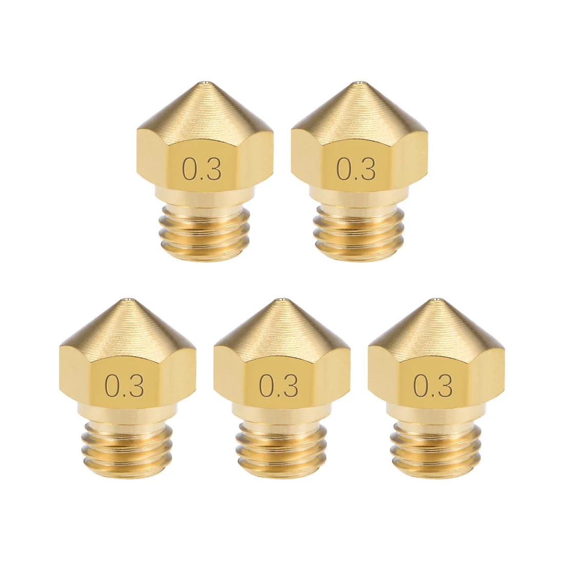 

uxcell 0.3mm 3D Printer Nozzle Head M7 Thread Replacement for MK10 1.75mm Extruder Print, Brass 5pcs