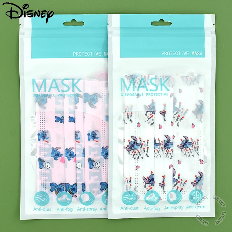 

Одноразовые маски для взрослых и детей Disney, модная Пыленепроницаемая маска для лица с мультяшным аниме розовым и белым рисунком ститча для ...