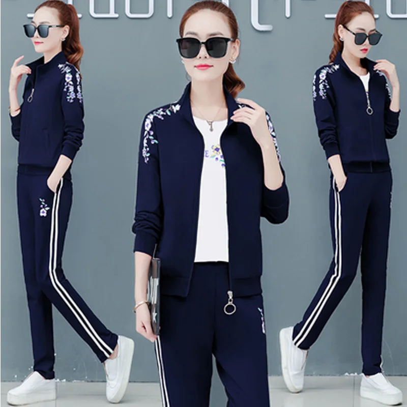 Женские спортивные костюмы толстовки топы спортивный костюм комплект из 3