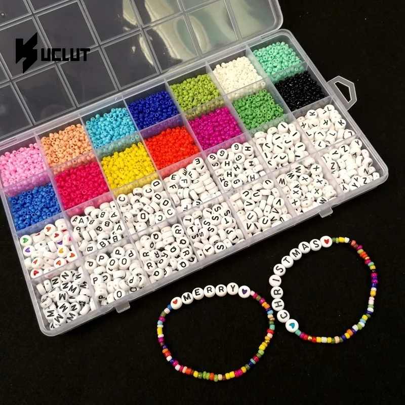 

5000Pcs Bead Kit To Make Bracelets Seed Beads Alphabet Letter Beads and Heart Shape Beads for Name Bracelets Jewelry Making