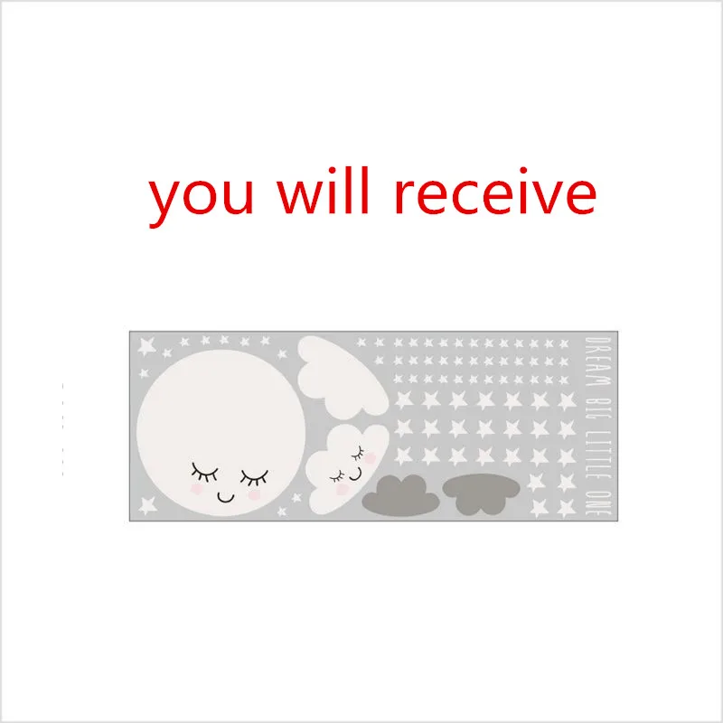 Наклейки на стену с улыбающимися облаками большого размера со звездами для дома