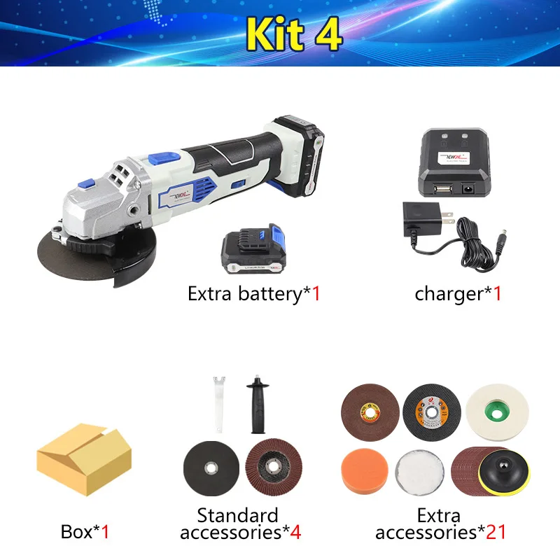Kit 4 Угловая шлифовальная машина с 12 В литиевая батарея угловой силовой инструмент Беспроводная резка и шлифовальная машина - Цвет: Kit 4