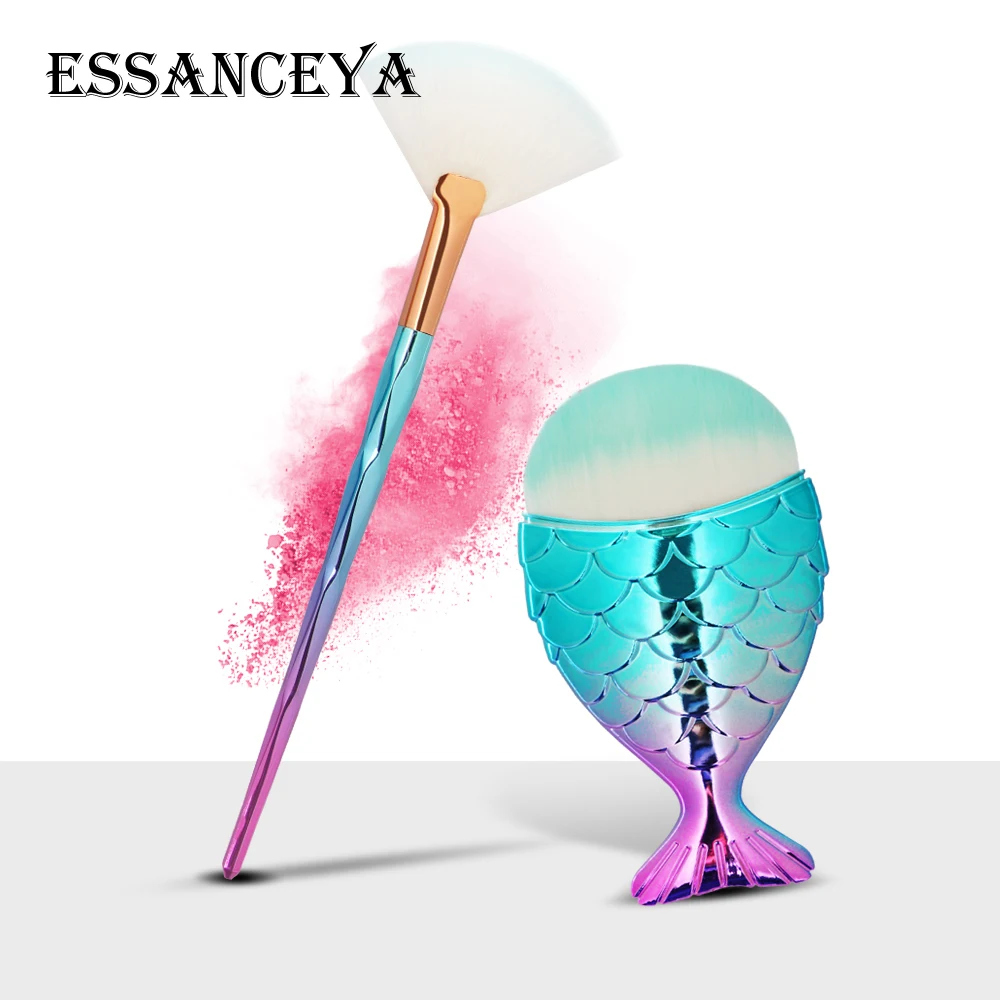 ESSANCEYA набор кистей для макияжа, основа для бровей, подводка для глаз, румяна, веер, косметические кисти, 2 шт., радужная кисть русалки, pinceis maquiagem